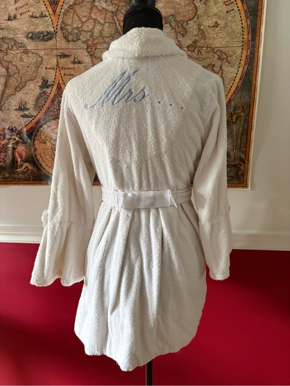 Vintage Y2K Betsey Johnson Bridal Terry 'Mrs.' Embroidered Short Robe